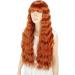 YEESHEDO Ginger Long Hair Wigs | Natural Curly Wavy Synthetic Wig with Fringe | 28 Copper Red Orange Wig for Parties and Cosplay - Buy Online on SooperMarket.com