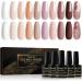 Shining She Gel Nail Polishes Set - 10 Colors Nude Pink White Champagne Brown Glitter Gold - Soak-Off UV/LED - 8ML Nude Brown Gift Set for Nail Art Salon & Home DIY - Buy Online on SooperMarket.com