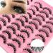20 Pairs Russian Strip Lashes with Clear Band D Curl Lash Strips that Looks Like Eyelash Extensions Cat-Eye Lashes Natural Look Wispy False Eyelashes 4 Styles Volume Curly Lashes Pack by Heracks D Curl Lashes with Clear Band-A