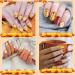 384 Pcs Fall Thanksgiving Press On Nails - Autumn Floral Pattern - Short Coffin Shape - Full Cover Fake Nails for Women - Buy Online on SooperMarket.com