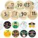Baby Milestone Cards KAMHBE 7 Pcs Baby Monthly Wooden Cards with 8 Pcs Festival Milestone Stickers Double Printed Baby First Year Growth Photo Props Unisex Baby Shower Gifts