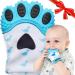 BabyNoms Teething Mitten | The Original Teething Paw | Safe Silicone Teething Toys or Teething Ring Provides Self-Soothing Teething Relief | Dino Blue Teether
