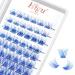 Colored Lash Clusters DIY Eyelash Extensions 72 C/D Curl Colored Cluster Lashes Brown Blue Purple Green Red Individual Lashes Cluster Eyelash Clusters Thin Band DIT at Home(Natural Blue-D mix8-16)