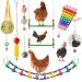 EBaokuup 10PCS Chicken Toys for Hens, Chicken Xylophone Toy, Chicken Bridge Swing Toys, Chicken Pecking Toys, Chicken Mirror Toys and Vegetable Hanging Feeder for Chicken Hens