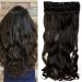 S-noilite Fashion One Piece Clip in Hair Extensions Half Full Head 5 Clips Curly Wavy Hairpiece 24 Inches(60cm)- Dark Brown Dark Brown 24 Inch