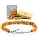 Amber necklace for dogs and cats with leather clasp made of raw Baltic amber (25-30)