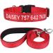 Tagme dog collar and leash personalizing reflective dog collar with 1.5m double -sided reflective dog leash for large dogs red l (1 Pack) red set