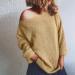 Buy CreoQIJI Women's Khaki Knitted Sweater - Casual Long Sleeve Pullover for Winter | Cozy Solid Color Eyelet Set - Buy Online on SooperMarket.com