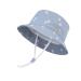 LANGZHEN Beach Sun Protection Hat for Baby Girls Adjustable Toddler Kids Hat Wide Brim Summer Play Hat with Chin Strap Light Blue - Stars 4-8 Years