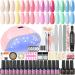 PEACECOLOR Gel Nail Kit with Electric Nail File 15Pcs Gel Nail Polish Sets with Lamp Starter Kit with Top Base Matte Coat 36W UV/LED Nail Lamp Professional Manicure Tools & Decoration PH0021