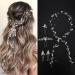 WIOR Wedding Hair Vine for Brides  39.4 Inch Crystal Beads Bridal Hair Pieces with 4 Pearl Hair Pins  Handmade Rhinestones Headpieces Wedding Hair Accessories for Bride Bridesmaids Prom Party - Silver