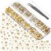 2000 Pieces Flat Back Gems Rhinestones 6 Sizes (1.5-6 Mm) Round Crystal Rhinestones with Pick up Tweezer and Rhinestones Picking Pen for Crafts Nail Clothes Shoes Bags DIY Art(Metallic Sunshine) Bright Color
