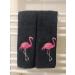 2-Pack White Flamingo Fingertip Kitchen Towels | Premium 100% Cotton Hand Towels | 11x18 | Black | Set of 2 - Buy Online on SooperMarket.com