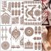 Brown Henna Temporary Tattoo Stickers | 80+ Exquisite Lace, Flower, Mandala, Elephant Patterns | Waterproof Fake Tattoos for Women, Girls | Wedding, Party Decorations | 6Pcs - Buy Online on SooperMarket.com