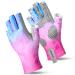 PLUSINNO Fishing Gloves, UPF50+ Sun Gloves UV Protection Kayak Gloves Sun Protection Gloves Men Women for Kayaking, Hiking, Paddling, Driving, Rowing Pink S/M