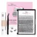 Glowing Win Individual Eyelash Extensions Set DIY Cluster Lashes Extension Kit Individual False Eyelashes with Lash Bond and Seal and Tweezers 144 PCS Eyelash Extension 8-16mm Natural Fake Lashes Cluster Lashes Kit-W61