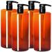 Youngever 4-Set 1l pumping for shampoo reusable plastic pump donor soap dispenser dispenser lottery donor empty bottle for liquid shampoo lotions kitchen bathroom (amber)
