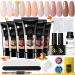 Ur Sugar poly gel nail set nail extension Builder kit 6 colies polygel colors tube with base top coat slip solution nude coffee extension manicure set diy at home brown