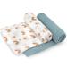 Fern & Avery Swaddle Blankets - Baby Blankets - Gender Neutral Muslin Swaddles for Baby Boy or Baby Girl - Newborn Essential Receiving Blankets - Swaddle Set of 2 - Rainbow Blue