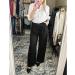 Womens High Waisted Wide Leg Dress Pants with Pockets | Vetinee Casual Work Trousers for Business Office | Black - Buy Online on SooperMarket.com