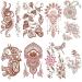 Aresvns Henna Tattoo, 9 Sheets Henna Stickers, Waterproof Brown Henna Tattoo Stickers for Women