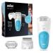Braun Silk- pil 5 epilator for women for hair removal / hair remover including shaving and trimmer attachment 5-605 white/turquoise