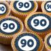 24 90th blue edible birthday party Cupcake Cake Toppers Wafer Rice Paper precut decoration