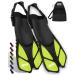 BPS Snorkel Fins, Travel Size Swim Fins Open Heel Adjustable Flippers for Swimming Diving Snorkeling - Men Women Yellow S/M (US Mens 4.5-8.5 / Women 5.5-9.5)