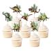 Cyodoos 28 PCS Dinosaur Cupcake Toppers Baby Dinosaur Cupcake Picks Dinosaur Theme Baby Shower Children's Birthday Party Cake Decorative Supplies Dinosaur Party Happy Birthday Party Decorative Green 1
