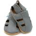 Dotty Fish Soft Leather Baby Shoes | Toddler Sandals | Non-Slip Suede Soles | Grey | 0-6 Months to 3-4 Years - Buy Online on SooperMarket.com
