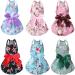 6 Pieces Puppy Dog Dress Pet Bowknot Princess Dress Puppy Floral Vest Skirt Pet Summer Dress Dog Cute Rosette Sundress Apparel for Small Dog Cat Pet (L (7-9lbs), Classic Style) L (7-9lbs) Classic Style