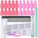 Gel Nail Polish Remover Tool Kit 20Pcs Plastic Nail Clip 550Pcs Nail Wipe Cotton Pads 120ml Push Down Empty Bottle Dispenser 7Pcs Nail File Grit 100/180 2 Nail Brush and 2 Cuticle Pusher Peeler