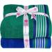 CASA COPENHAGEN 550 GSM 12x12 Inches Washcloths Towels Set of 24 - Super Soft Egyptian Cotton Towels for Bathroom & Kitchen in Wimbledon Blue and Green - Buy Online on SooperMarket.com