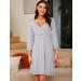 Bresdk Women's Maternity Nightdress: Long Sleeve Breastfeeding Nightgown in Grey - Buy Online on SooperMarket.com