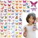 100 Pieces Butterfly Tattoos Temporary Colorful & Waterproof Fake Tattoos Watercolor Flower Butterfly Tattoo Stickers Body Face Tattoos for Womens Kids Party Favor Gift Decoration