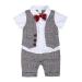 AmzBarley Baby Boys Gentlemans Outfit Suit Kids Long/Short Sleeve Dress Shirt Pants Vest Bowtie Tuxedo Rompers Childs Birthday Evening Holiday Party Grey 129 18-24 Months