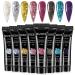 MIZHSE Diamond Glitter Poly Nails Gel Set Siver Gold Poly Nail Gel Nail Extension Gel Kit Blue Red Nail Builder Gel with Poly Nail Forms Nail Enhancement Manicure Kit for Nail Salon Gel Polish Starter Set14-
