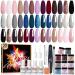 Modelones 32 Pcs Dip Powder Nail Kit Starter, 20 Colors Nude Pink Gray Acrylic Dipping Powder System Essential Liquid Set with Base&Top Coat Activator for French Nail Art Manicure DIY Salon Gift Set A-Fall Winter