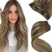 Laavoo clip in extensions real hair blonde balayage real hair clip in extensions ombre light brown blonde 35cm clip in hair extension real hair extensions remy smooth 5pcs 70/60cm-70g 2.5 #8/60/8