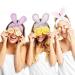 Whaline 4 Pack Easter Rabbit Ear Makeup Headband Set for Women - Coral Fleece Elastic Head Wrap for Party, Beauty Shower - Blue, White, Gray, Purple - Buy Online on SooperMarket.com