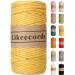 Likeecords 4mm Single Strand Macrame Cord 80m Colored Macrame Rope  Cotton Rope Macrame Yarn  Colorful Cotton Craft Cord Wall Hangings  Plant Hangers  Crafts (Yellow) Yellow 4mmx80m