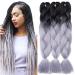 Tess Braids Extensions 60 cm Jumbo Braids KanCalon Kunsthaar for the braid Box Braids Hair extension Braid 100g/bundle of ombre hair braids extension (1 piece- #28 gray/raven black) 60 cm (1 piece) #28 gray/raven black