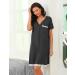 Uniexcosm Maternity Nursing Nightdress - Women's Short Sleeve Button Down Nightgown in Dark Grey XXL - Buy Online on SooperMarket.com