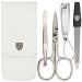 Three swords - 4 pcs.Nail care set 'Capri' |High quality nailetui for manicure and pedicure.Color: synthetic leather white |Contents: nail scissors nail clippers tweezers sapphire nail file white / synthetic leather