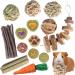 Pweituoet Rabbit Toys for Bunny, Small Animal Chew Treat - 100% Natural Materials Handmade for Hamster/Guinea Pig/Chinchilla/Rat 14 Types Toys