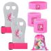5 Pcs Gymnastics Grips Wristband Sweatbands Headband Set for Girls Kids Youth Unicorn Gymnastics Bar Hand Athletic Gloves with Drawstring Party Favor Bags, Pink Medium