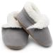 Dotty Fish Suede Baby Slippers | Warm Fleece Lined Toddler Shoes | Non-Slip Soft Sole for Boys and Girls | 0-6 Months to 5-6 Years | Pale Grey - Buy Online on SooperMarket.com