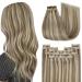 Youngsee Clip in Extensions Real Hair Brown Blond Extensions Clip 40 cm real hair clip in Extensions light brown with blond clip extensions real hair Remy hair extensions clip in 120g #p8a/60 40 cm (7PCs) 1-clip-3- #p8a/60