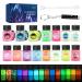 Glow in The Dark Pigment Powder 15 Jar -12 Color Glow Pigment and 3 Color Luminous Flake with UV Lamp - Epoxy Resin Luminous Powder for Slime Kit Skin  Nail Safe Long Lasting Self Glowing Dye for DIY