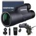 HD Monocular with Smartphone Adapter, KEEPSYNC High Powered FMC Lens & BAK4 Prism Telescopes for Adults, 12x50 Sky Captain Monocular Telescope for Bird Watching Hunting Hiking Camping Travelling MC12x50-02